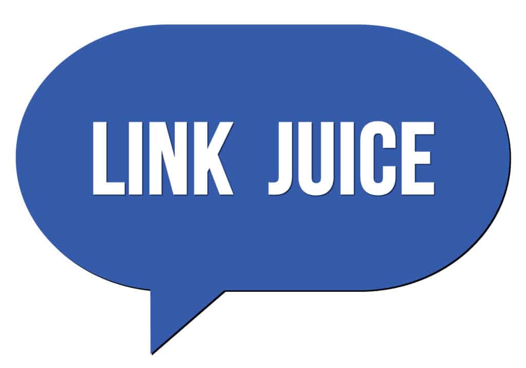 link juice in a blue speech bubble